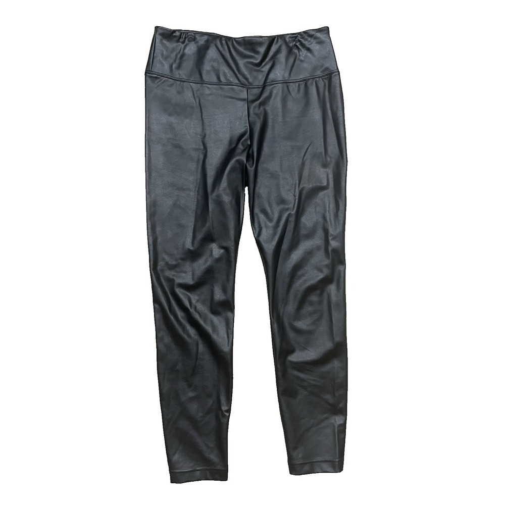 Catherine‎ Malandrino Woman Sz L  Black Faux Leather Pull-On Leggings Soft